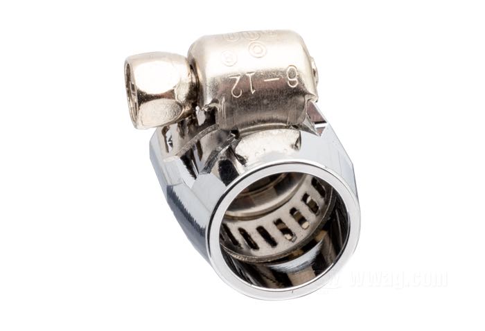 Hose clamp by Earl's Performance Products; aluminum, chrome-plated; for inner Ø: 1/4”; gross weight: 10 g