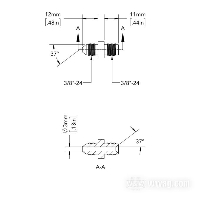 Fitting by Goodridge; stainless steel, straight; connection thread: JIC 37°-3→3/8”-24 IF; gross weight: 20 g