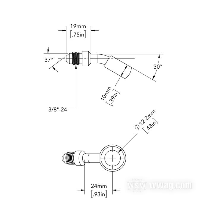 Raccord de Goodridge; acier inox, 20°; Ø 12 mm; filet raccord: JIC 37°-3→banjo; poids brut: 25 g
