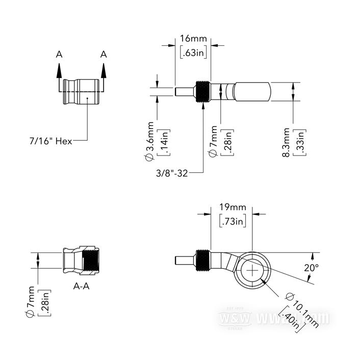 Fitting by Goodridge; for Brake line; steel, chrome-plated, banjo 20° to the side; Ø 10 mm; gross weight: 20 g