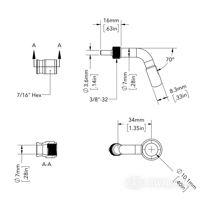 Fitting by Goodridge; for Brake line; steel, chrome-plated, banjo 70°; Ø 10 mm; gross weight: 20 g