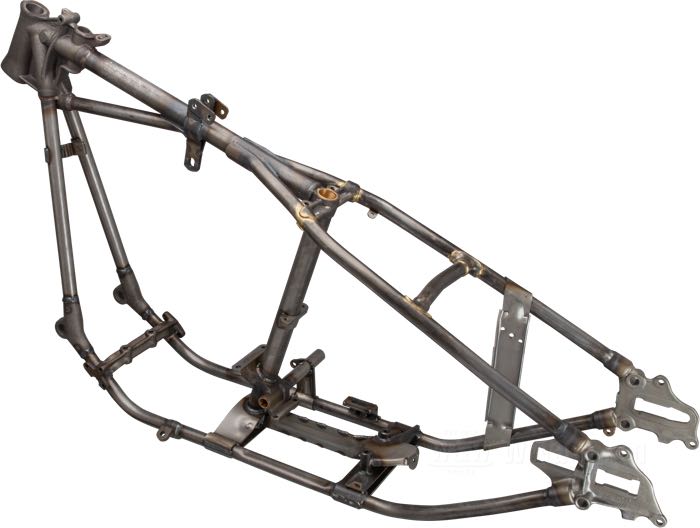 Telaio rigido »Straightleg Bullneck« di VG Classic Frames & Parts; atto per Knucklehead/Big Twin Flathead 1946; acciaio / ghisa sferoidale, naturale; peso netto: 26 kg; rake: 30 °; rimpiazza OEM HD 47000-40A; Paesi Bassi; peso lordo: 37 kg