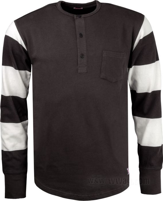Longsleeve »1950« by Pike Brothers; cotton 240 g/m², dark brown / white; size: S; Poland; gross weight: 360 g