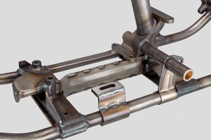 Telaio rigido »Straightleg« di VG Classic Frames & Parts; atto per Knucklehead/Big Twin Flathead 1938-1940; acciaio / ghisa sferoidale, naturale; rake: 28 °; rimpiazza OEM HD 2801-36; Paesi Bassi; peso lordo: 37 kg