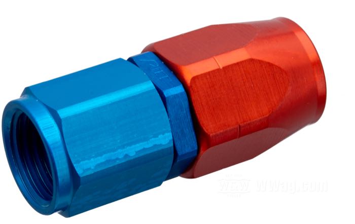 Raccord de durite d‘huile de Krontec; aluminium, bleu / rouge, anodisé, droit; filet raccord: 9/16”-18; Allemagne; poids brut: 30 g
