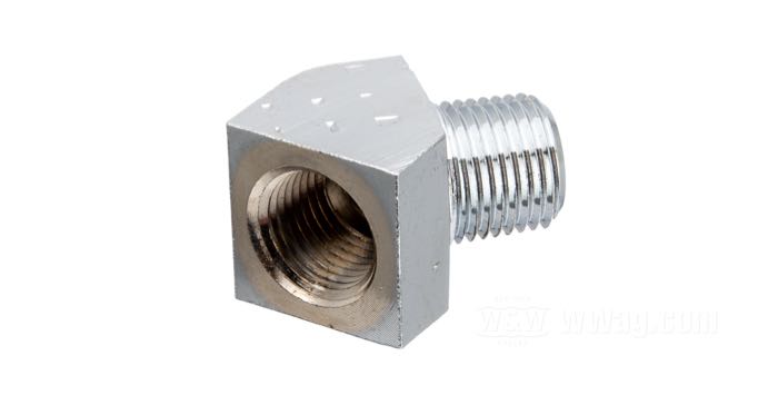 Adaptador; para uso universal; latón, cromado, 45°; rosca: 1/8”-27 NPT; rosca del racor: rosca interior NPT de 1/8”; reemplaza OEM HD 75085-94; peso bruto: 20 g