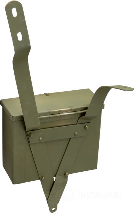 Munitionsbox und Halter von Samwel Supplies; passend für WLA Modelle; Stahl, Höhe über alles incl. Lasche: 64 cm; L x B x H: 25 x 10 x 20 cm; ersetzt OEM HD 11201-42M; Bruttogewicht: 3.3 kg