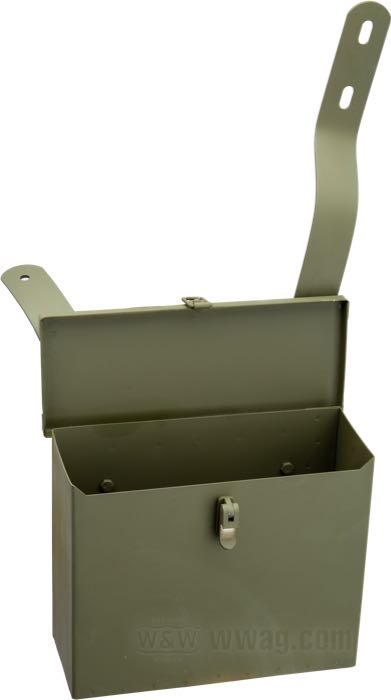 Munitionsbox und Halter von Samwel Supplies; passend für WLA Modelle; Stahl, Höhe über alles incl. Lasche: 64 cm; L x B x H: 25 x 10 x 20 cm; ersetzt OEM HD 11201-42M; Bruttogewicht: 3.3 kg