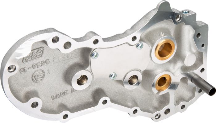 Gear cover »4 Rib« by S&S; fits Panhead 1954-1962; S&S crankcases of the P and SH generator series; cast aluminum; replaces OEM HD 25216-54; USA; gross weight: 1.6 kg