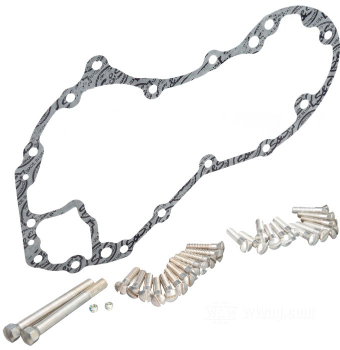 Gear cover »4 Rib« by S&S; fits Panhead 1954-1962; S&S crankcases of the P and SH generator series; cast aluminum; replaces OEM HD 25216-54; USA; gross weight: 1.6 kg