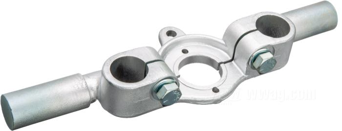 Piastra forcella »Flanders Style Inline«; per Forcella Springer; atto per 1936-early 1946 Big Twin, 1940-1957 45 cui/750cc; acciaio, zincato; rimpiazza OEM HD 56119-49; peso lordo: 1.22 kg