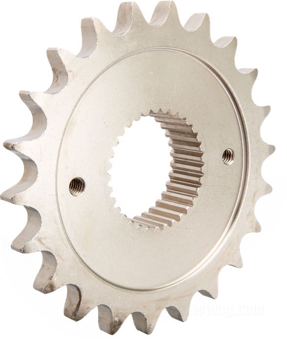 Getrieberitzel von PBI Sprockets; für DynaMite Umbau-Kit Riemen auf Kette; passend für Sportster 2004-2020; Chrom-Molybdän-Stahl, vernickelt; Versatz: 0.500 ”; Anzahl der Zähne: 22; Teilung: 530 (5/8” x 3/8”); USA; Bruttogewicht: 860 g