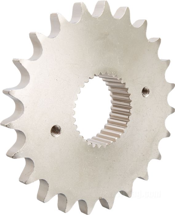 Getrieberitzel von PBI Sprockets; für DynaMite Umbau-Kit Riemen auf Kette; passend für Sportster 1991-2003; Chrom-Molybdän-Stahl, vernickelt; Anzahl der Zähne: 23; Teilung: 530 (5/8” x 3/8”); USA; Bruttogewicht: 1.02 kg