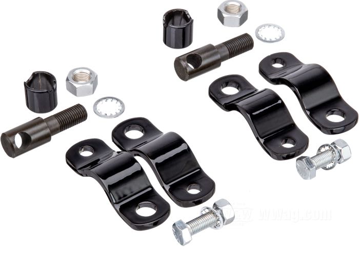 Colliers de fixation de National Cycle; pour Guidon; pour pare-brises National Cycle Beaded Vintage; tous les modèles avec fourche I-Beam ou Classic Springer 1930-1957; acier, finition époxy; poids brut: 452.8 g