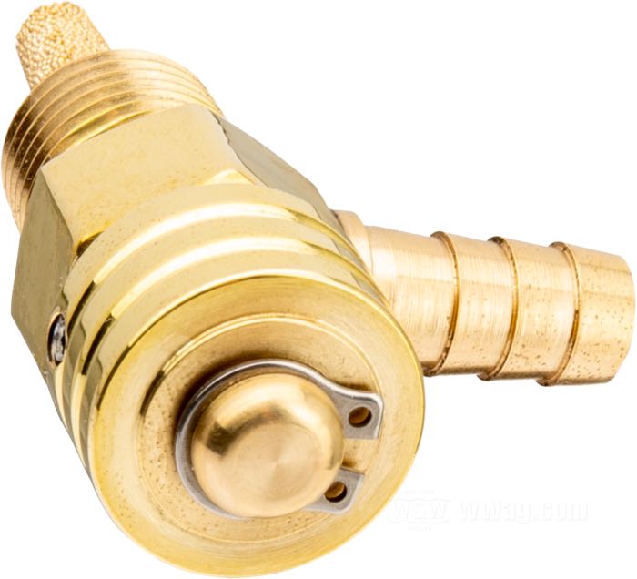 Grifo de Prism Supply Co.; latón, pulido, sin reserva; largo: 30 mm; Ø 18 mm; posición del racor: 90°; rosca: 1/4” NPT; EE. UU.; peso bruto: 54 g