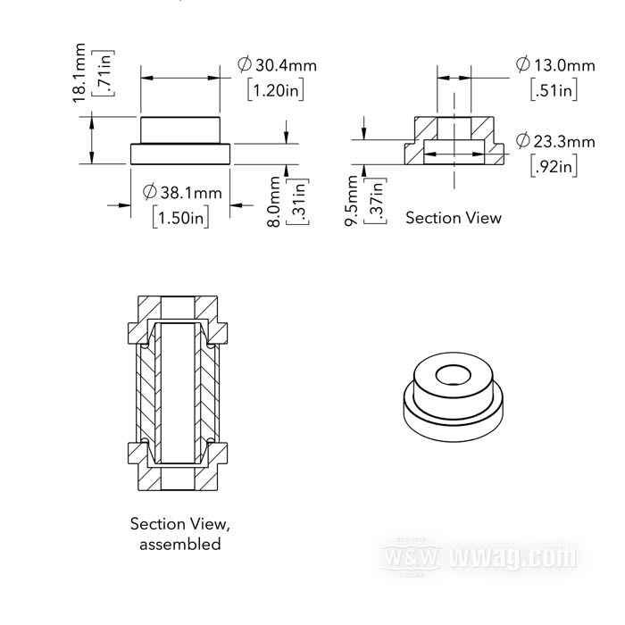 Kit di montaggio; per Riser; atto per Big Twins 1960-1972, modelli K e Sportster 1952-1972; acciaio, parkerizzato, OD1 = 38 mm, OD2 = 30.4 mm, ID 13.1 mm; altezza: 18.3 mm; rimpiazza OEM HD 45732-60; peso lordo: 350 g