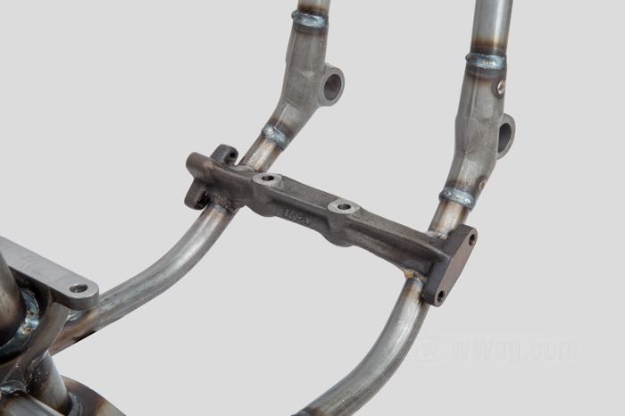Telaio rigido »Wishbone« di VG Classic Frames & Parts; atto per Panhead 1949-1951; acciaio / ghisa sferoidale, naturale; rake: 30 °; rimpiazza OEM HD 47000-40A; Paesi Bassi; peso lordo: 37 kg