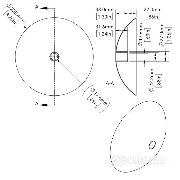 Cache-moyeu; adaptable à FL(H) 1967-1972; acier, chromé; Ø 20 cm; remplace OEM HD 43304-67; poids brut: 420 g