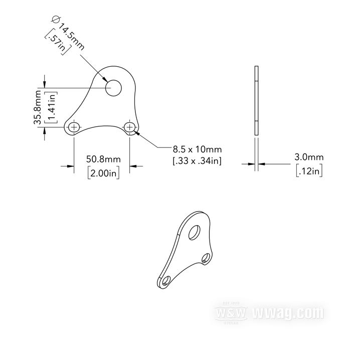 Bracket by Bates; for Transmission; for Bates Kill Bill Battery Switches; steel, Vintage chrome, mounting hole distance: 50 mm; Ø 14 mm; gross weight: 60 g
