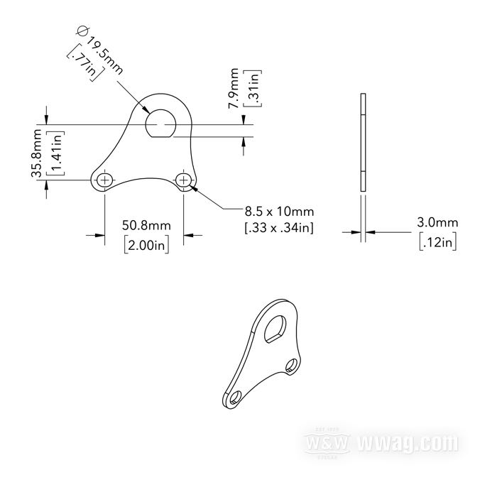Halter von Bates; für Zündschlösser Typ FX/XL; passend für 4-Gang Big Twins; Stahl, blank, Abstand Montagebohrungen: 50 mm; Bruttogewicht: 57 g