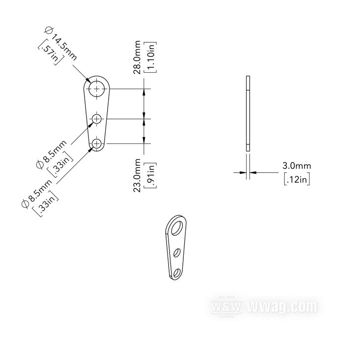 Halter von Bates; für Bates Kill Bill Batterieschalter; Stahl, blank; Länge x Breite: 70 x 24 mm; Bruttogewicht: 27 g
