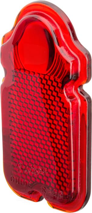 Lente para piloto trasero »Guidex«; para piloto tipo Tombstone; apropiado para all Twins 1947-1954; cristal, rojo; reemplaza OEM HD 68090-47; peso bruto: 104 g