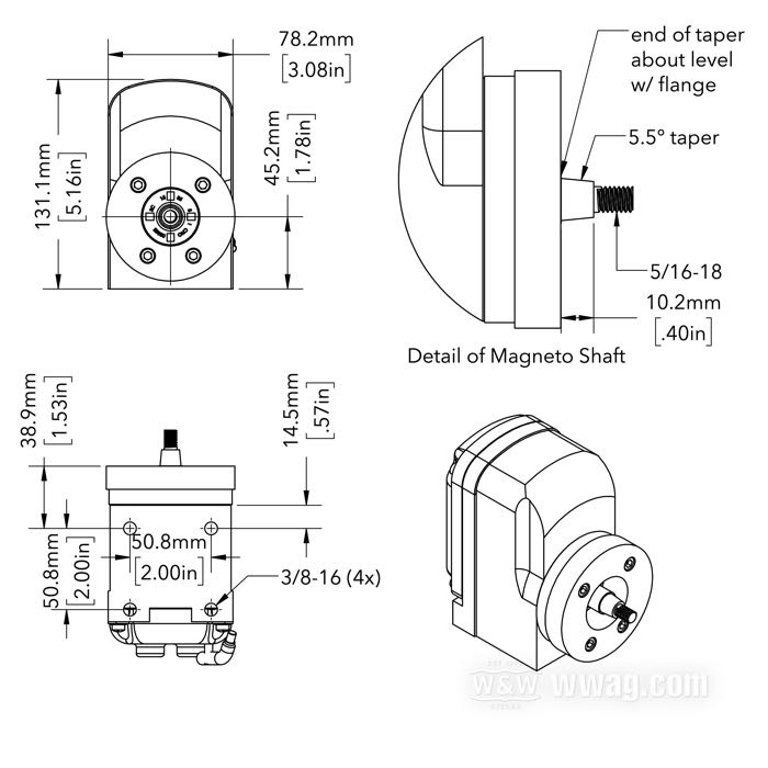 Magneto »FMZ« de Morris Magneto; apropiado para V-Twins ioe 1912-1929; aluminio macizo; L x A x A: 150 x 78 x 138 mm; EE. UU.; peso bruto: 2.85 kg
