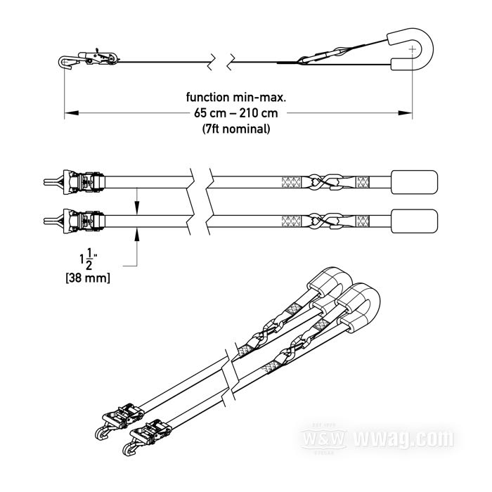 Spanngurte »Fat Strap Extra Short« von Powertye; Stahl / Nylon, schwarz; Länge x Breite: 210 cm x 38 mm; mit Transporttasche aus robustem Cordura; USA; Bruttogewicht: 2.34 kg