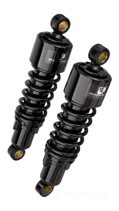 Stoßdämpfer »412 Series Regular« von Progressive Suspension; passend für Sportster 2004-2020; Stahl / Federstahl, schwarz, kunststoffbeschichtet; Länge: 280 mm; Stoßdämpfer-Auge: 15.9 mm; Federrate: 90/130 lbs/inch; mit Einstellschlüssel; mit Teilegutachten; Bruttogewicht: 4 kg