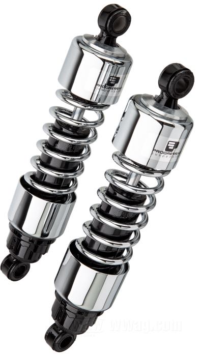 Stoßdämpfer »412 Series Regular« von Progressive Suspension; passend für Sportster 2004-2020; Stahl / Federstahl, verchromt; Länge: 318 mm; Stoßdämpfer-Auge: 15.9 mm; Federrate: 75/120 lbs/inch; mit Einstellschlüssel; mit Teilegutachten; Bruttogewicht: 4.5 kg