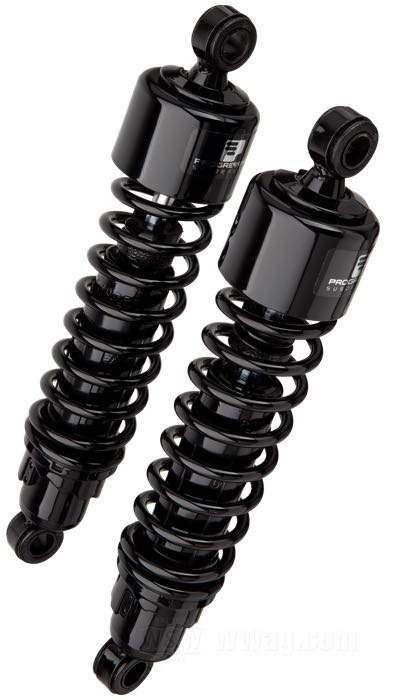 Stoßdämpfer »412 Series Regular« von Progressive Suspension; passend für Sportster 2004-2020; Stahl / Federstahl, schwarz, kunststoffbeschichtet; Länge: 330 mm; Stoßdämpfer-Auge: 15.9 mm; Federrate: 75/120 lbs/inch; mit Einstellschlüssel; ersetzt OEM HD 54568-04; mit Teilegutachten; Bruttogewicht: 4.3 kg