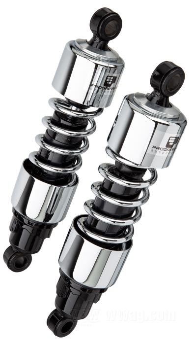 Stoßdämpfer »412 Series Regular« von Progressive Suspension; passend für Sportster 2004-2020; Stahl / Federstahl, verchromt; Länge: 305 mm; Stoßdämpfer-Auge: 15.9 mm; Federrate: 90/130 lbs/inch; mit Einstellschlüssel; mit Teilegutachten; Bruttogewicht: 4.23 kg