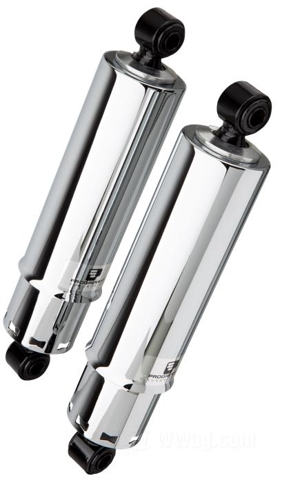 Stoßdämpfer »412 Series Heavy Duty Full Cover« von Progressive Suspension; passend für Dyna 1991→; Stahl / Federstahl, verchromt; Länge: 305 mm; Stoßdämpfer-Auge: 12.9 mm; Federrate: 300/350 lbs/inch; mit Einstellschlüssel; mit Teilegutachten; Bruttogewicht: 5.78 kg