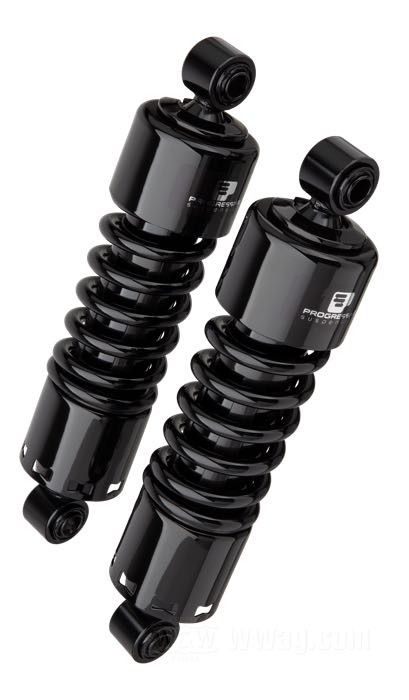Stoßdämpfer »412 Series Heavy Duty« von Progressive Suspension; passend für Dyna 1991→; Stahl / Federstahl, schwarz, kunststoffbeschichtet; Länge: 280 mm; Stoßdämpfer-Auge: 12.9 mm; Federrate: 300/350 lbs/inch; mit Einstellschlüssel; mit Teilegutachten; Bruttogewicht: 4.7 kg