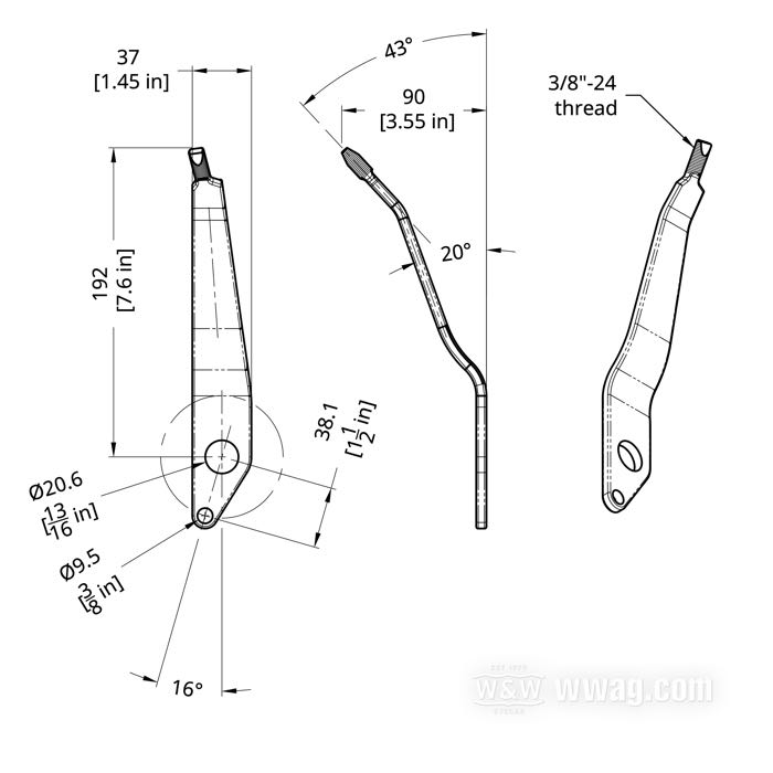 Handschalthebel »Jockey« von Paughco; passend für 4-Gang-Big Twin mit Handschaltgetriebedeckel; Stahl, verchromt; USA; Bruttogewicht: 300 g