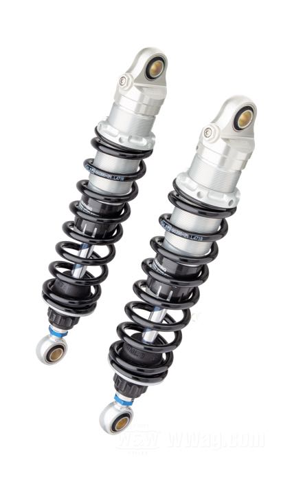 Amortisseurs »36DR1L Blackline« de Öhlins; adaptable à pour modèles Touring 1990→; alu billet / acier / acier à ressort, ressorts noirs et corps d’amortisseur en couleur alu; longueur: 329 mm; oeillet de l'amortisseur: 14 mm; avec homologation nationale allemande; poids brut: 3.89 kg