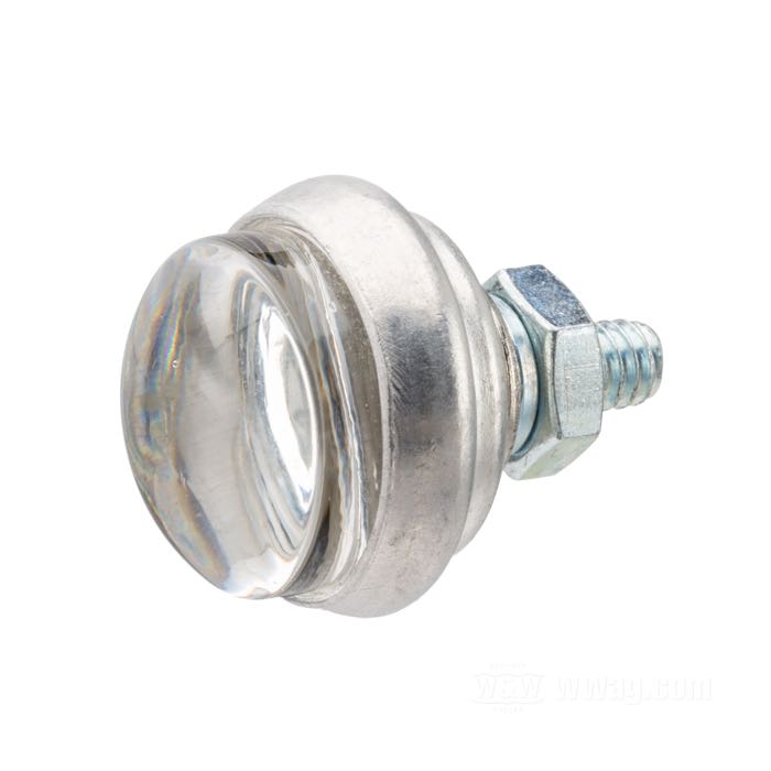 Reflector »Glo-Brite Saddlebag Original Style« by Red Fox; glass / steel / aluminum, clear; length: 18 mm; Ø 25 mm; thread: #12-24; with nut and lockwasher; USA; gross weight: 18 g