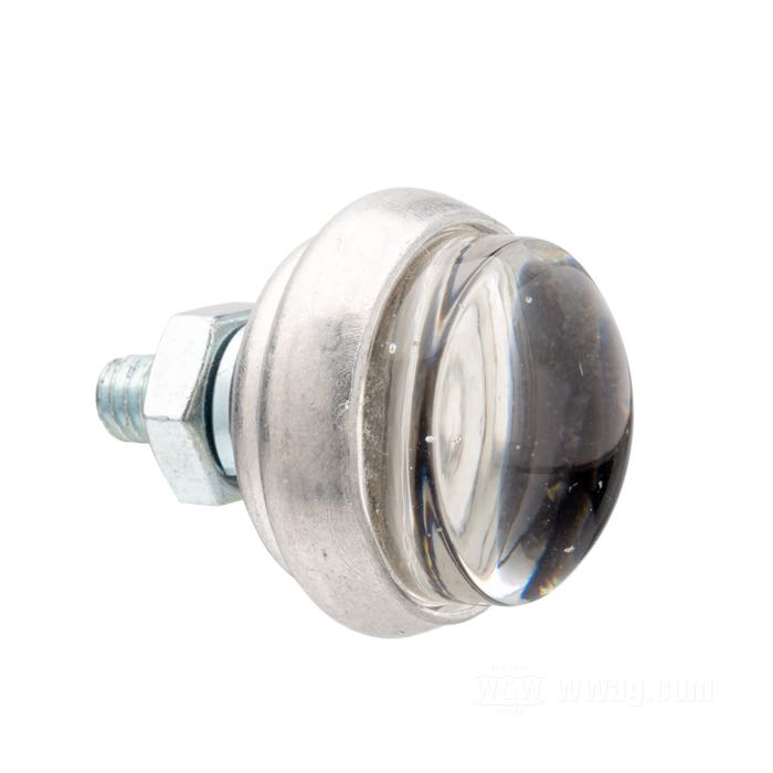 Reflector »Glo-Brite Saddlebag Original Style« by Red Fox; glass / steel / aluminum, clear; length: 18 mm; Ø 25 mm; thread: #12-24; with nut and lockwasher; USA; gross weight: 18 g