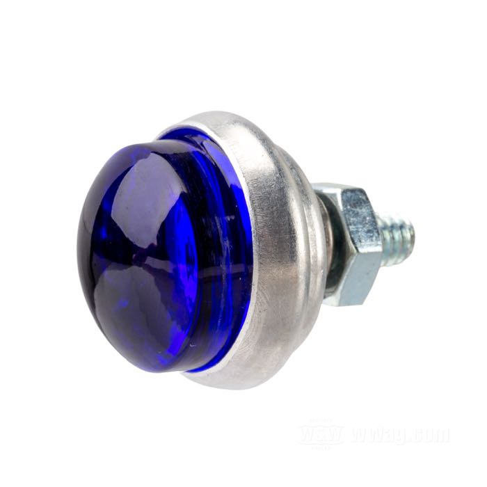 Reflector »Glo-Brite Saddlebag Original Style« by Red Fox; glass / steel / aluminum, blue; length: 18 mm; Ø 25 mm; thread: #12-24; with nut and lockwasher; USA; gross weight: 19 g