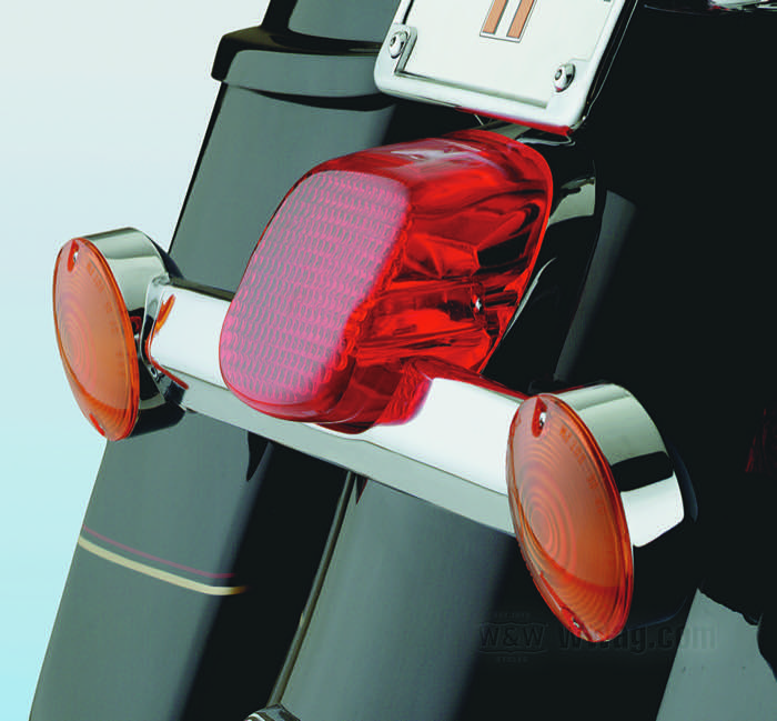 Lente para piloto trasero »Laydown«; apropiado para modelos 1973-1998, Softail →1999; vidrio acrílico, rojo; peso bruto: 200 g