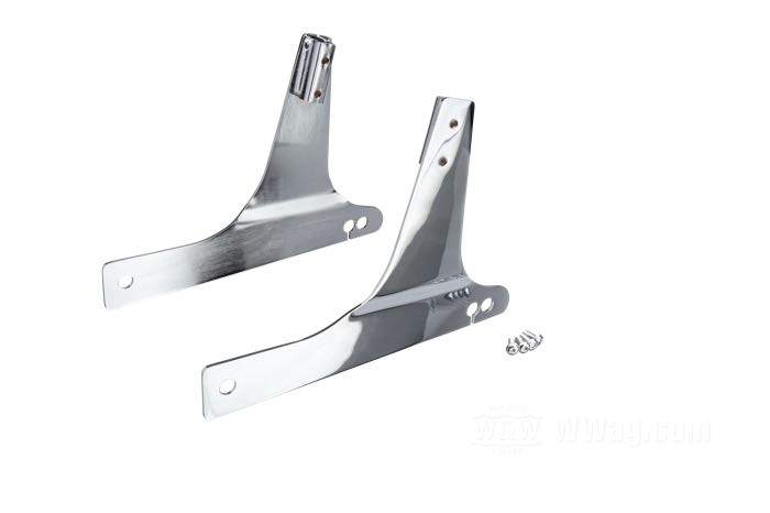 Seitenplatten von Khrome Werks; passend für FXD, FXDB, FXDC, FXDL 2006-2015 (mit Mini Lowboy Lehne), FXDWG 2010-2015 (mit Lowboy Lehne); Stahl, verchromt; Bruttogewicht: 1.5 kg