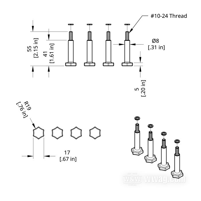 Kit viti »Rotor« di Bates; per Vaschetta del gallegiante; per carburatori S&S Super B e D; alluminio, burattato; filettatura: #10-24; Germania; peso lordo: 84 g