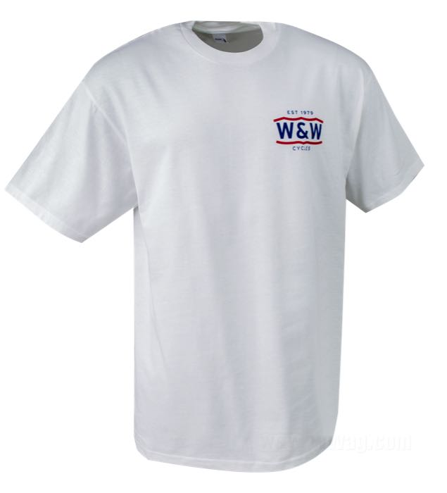 Maglietta di W&W Cycles; cotone 200 g/m², bianco; taglia: S; peso lordo: 160 g
