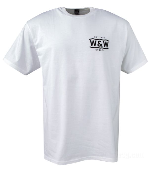 T-shirt by W&W Cycles; cotton 200 g/m², white; size: S; gross weight: 160 g