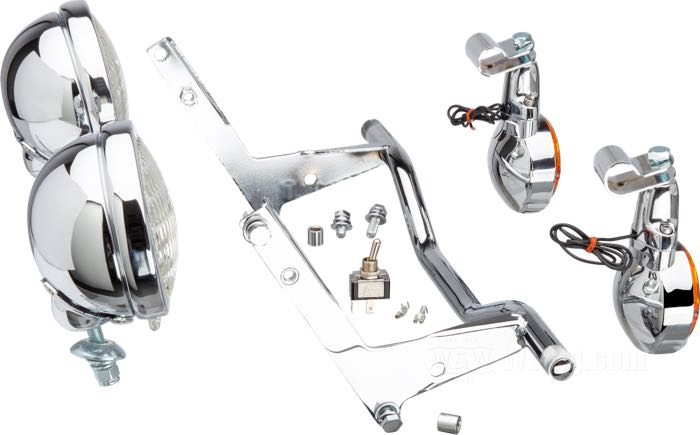Kit faretto completo di Bates; atto per modelli FL 4 marce 1968-1984; acciaio, cromato; peso lordo: 4.2 kg