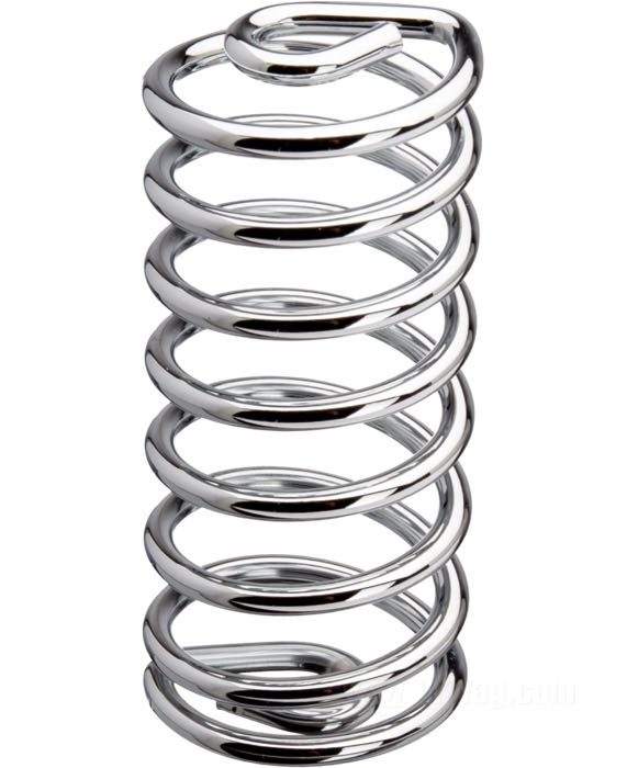 Molla per sella »Forma cilindrica«; Ø occhiali: 13 mm; acciaio, cromato; lunghezza: 5”; Ø 52 mm; Ø del filo: 5.1 mm; rigidità molla: 10 N/mm; rimpiazza OEM HD 52575-65; peso lordo: 220 g
