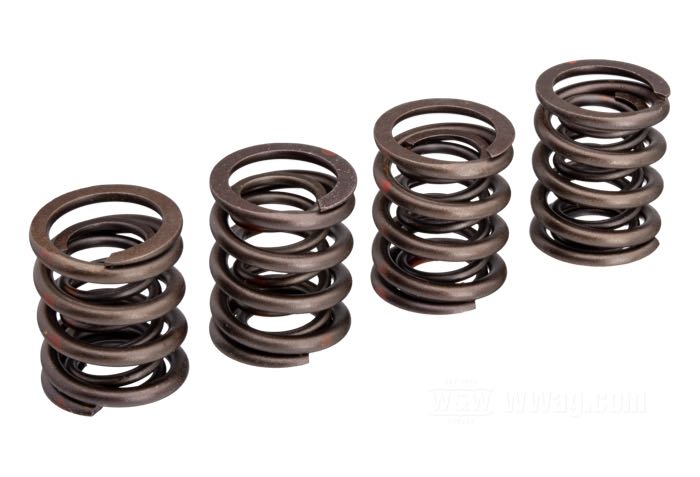 Ressorts de soupape; adaptable à Sportster Late 1983-1985; acier à ressort; levée max.: 0.450 ”; pression soupape fermée: 90 lbs; pression soupape ouverte: 280 lbs; 8 pièces; remplace OEM HD 18204-83 et 18203-83; poids brut: 300 g