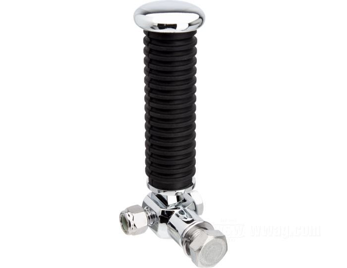 Footpegs; fits FX, Sportster models; steel / rubber, chrome-plated, with 7/16“ female mounts; Ø 27 mm; thread: 1/2”-20; replaces OEM HD 50907-69A; gross weight: 760 g