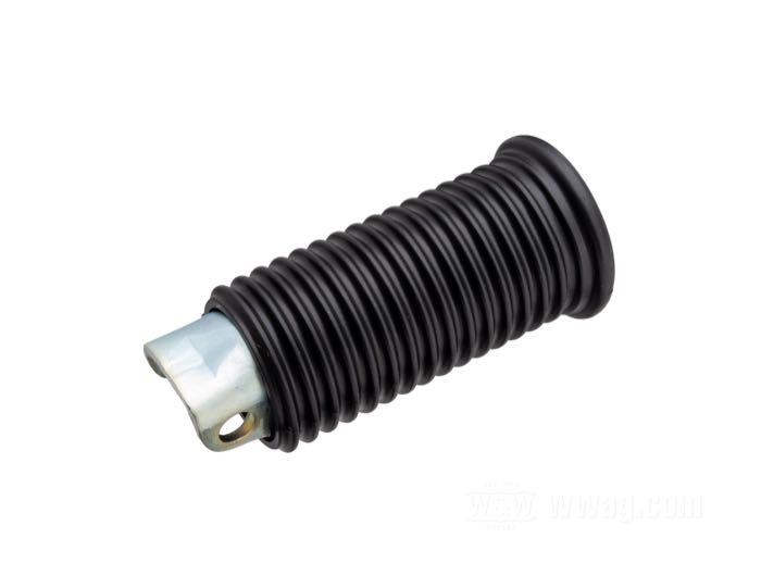Poggiapiedi; per pilota/passeggero; atto per FL 1941-1984, FX 1971-1985 (eccetto FXST e FXWG), Sportster, modelli K 1954-1990; acciaio / gomma, nero; lunghezza: 117 mm; Ø 45 mm; rimpiazza OEM HD 50939-52; peso lordo: 330 g