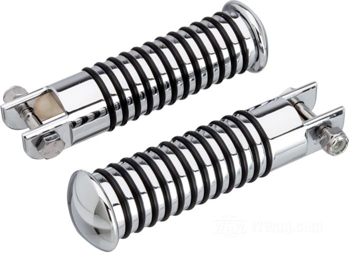 Footpegs »Sundance«; universal; steel / rubber, chrome-plated, without clamp; length: 104 mm; Ø 31 mm; gross weight: 640 g